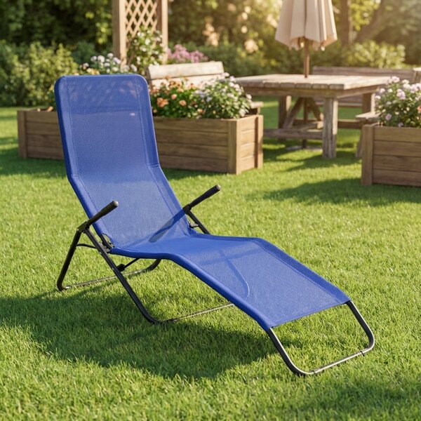 Metal Far Sdraio da Giardino Pieghevole con Poggiagambe in Metallo/Tessuto Dimensioni 175x68x100 cm colore Antracite