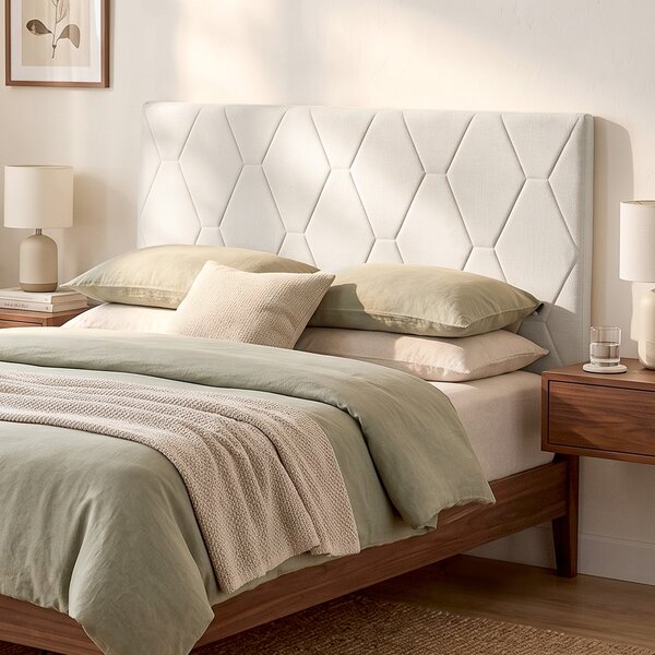 HOMCOM Testiera Letto Imbottita con Motivo a Diamante 160cm Bianca | Aosom Italy