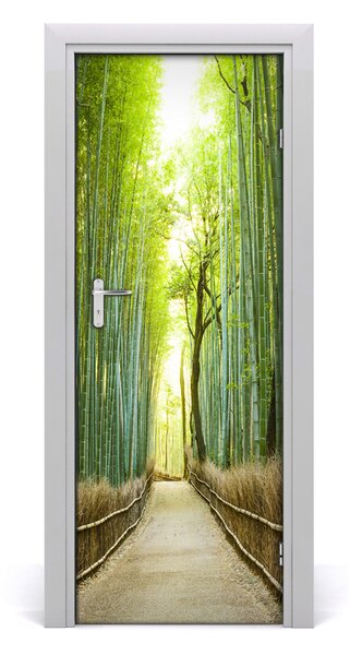 Poster adesivo per porta Foresta di bamboo 75x205 cm