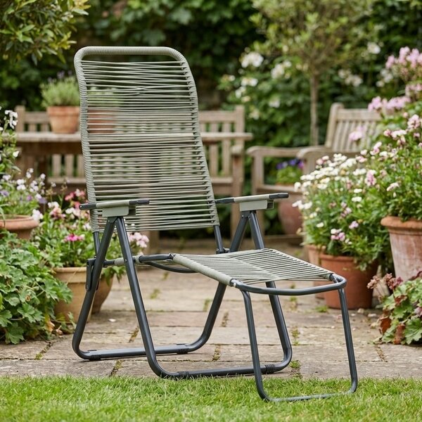 Metal Far Sdraio da Giardino Pieghevole con Poggiagambe in Ferro/PVC Dimensioni 60x156x41 cm colore Tortora - Cordonata