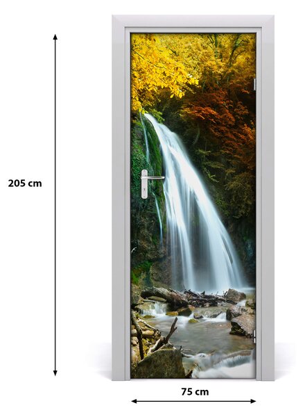 Adesivo per porta interna Cascata nella foresta 75x205 cm