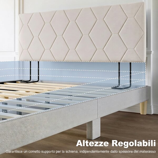 HOMCOM Testiera Letto Imbottita con Motivo a Diamante 160cm Bianca | Aosom Italy