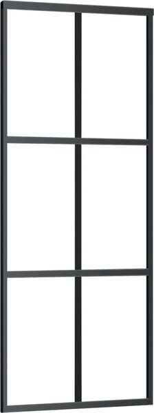 Porta Scorrevole in Vetro ESG e Alluminio 76x205 cm Nera