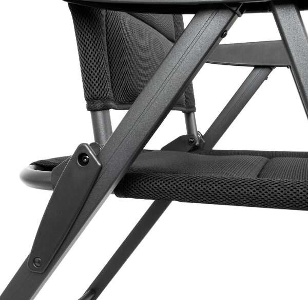 Brunner Sdraio da Giardino Pieghevole Cuscino Poggiatesta Schienale Reclinabile in Alluminio/Poliestere Dimensioni 46,5x42x124 cm colore Nero - Sky