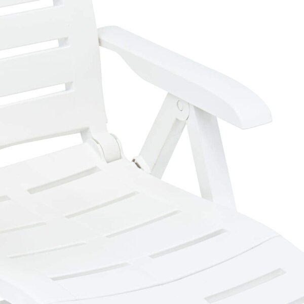 IPAE PROGARDEN Sdraio da Giardino Pieghevole con Poggiagambe Schienale Reclinabile in Polipropilene Dimensioni 109x60x108 cm colore Bianco