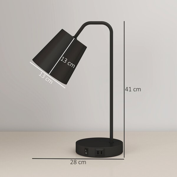 HOMCOM Set 2 lampade da tavolo moderne con porte USB-A e USB-C, Nero | Aosom Italy