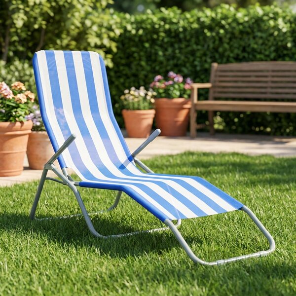 Tata Linda Sdraio da Giardino Pieghevole con Poggiagambe Schienale Reclinabile in Acciaio/Poliestere Dimensioni 190x58x97 cm colore Blu - Lipari
