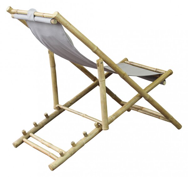 VivaGarden Sdraio da Giardino Pieghevole Cuscino Poggiatesta in Bamboo/Tessuto Dimensioni 117x60x68 cm colore Tortora