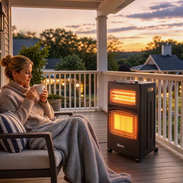 Outsunny Stufa a Gas Portatile Pieghevole da 4.2kW Nero | Aosom Italy