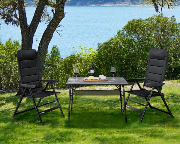 Brunner Sdraio da Giardino Pieghevole Cuscino Poggiatesta Schienale Reclinabile in Alluminio/Poliestere Dimensioni 46,5x42x124 cm colore Nero - Sky