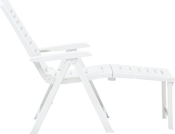 IPAE PROGARDEN Sdraio da Giardino Pieghevole con Poggiagambe Schienale Reclinabile in Polipropilene Dimensioni 109x60x108 cm colore Bianco