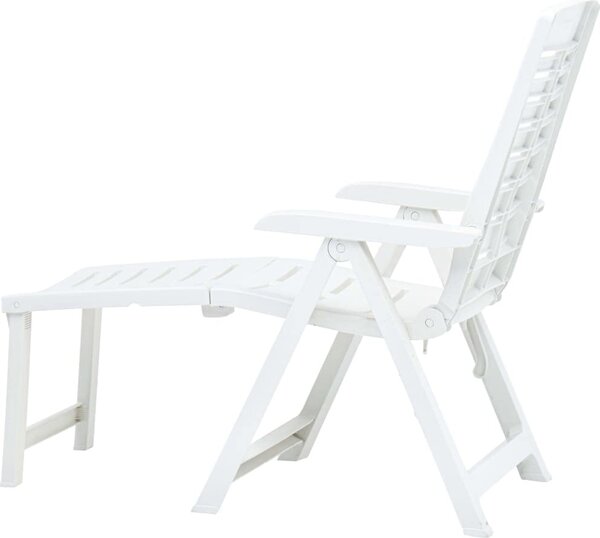 IPAE PROGARDEN Sdraio da Giardino Pieghevole con Poggiagambe Schienale Reclinabile in Polipropilene Dimensioni 109x60x108 cm colore Bianco