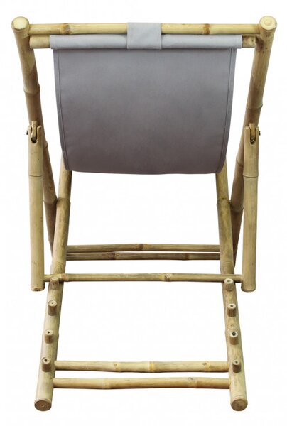 VivaGarden Sdraio da Giardino Pieghevole Cuscino Poggiatesta in Bamboo/Tessuto Dimensioni 117x60x68 cm colore Tortora