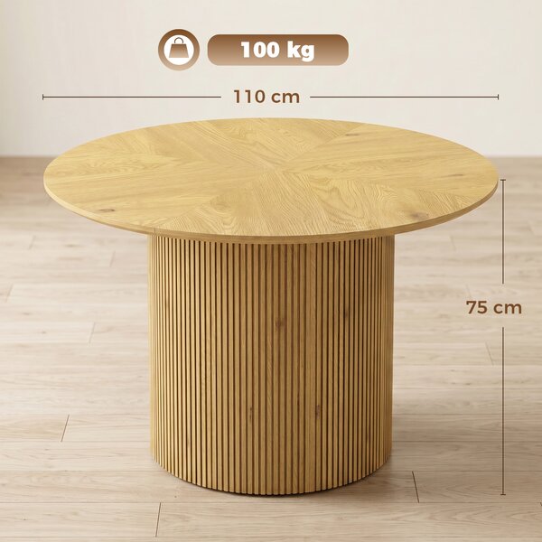 HOMCOM Tavolo pranzo rotondo moderno per 4-6 persone, Ø110 cm, Rovere | Aosom Italy