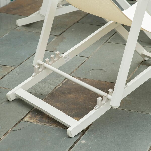 VivaGarden Sdraio da Giardino Pieghevole Cuscino Poggiatesta Schienale Reclinabile Set 2 Sdraio in Alluminio/Texteline Dimensioni 96,5x58x91,5 cm c