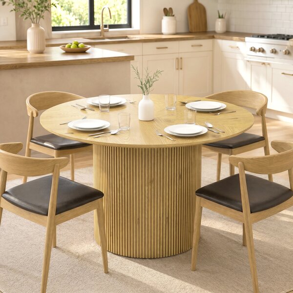 HOMCOM Tavolo pranzo rotondo moderno per 4-6 persone, Ø110 cm, Rovere | Aosom Italy