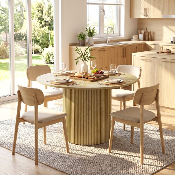 HOMCOM Tavolo pranzo rotondo moderno per 4-6 persone, Ø110 cm, Rovere | Aosom Italy