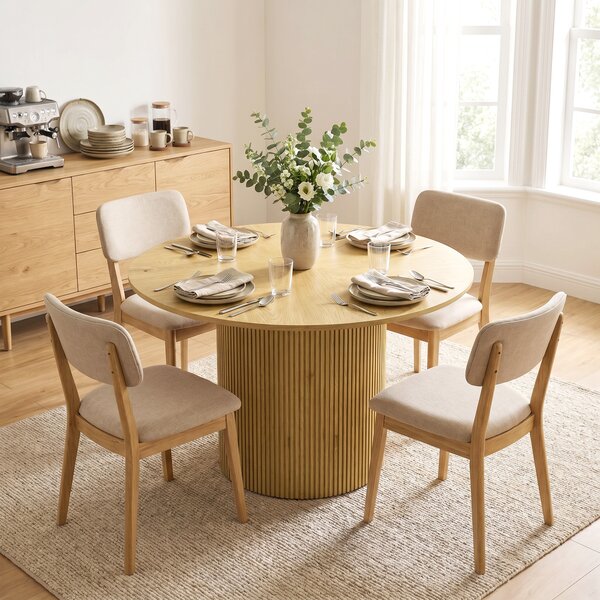 HOMCOM Tavolo pranzo rotondo moderno per 4-6 persone, Ø110 cm, Rovere | Aosom Italy