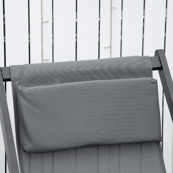 VivaGarden Sdraio da Giardino Pieghevole Cuscino Poggiatesta Schienale Reclinabile Set 2 Sdraio in Alluminio/Texteline Dimensioni 96,5x58x91,5 cm c