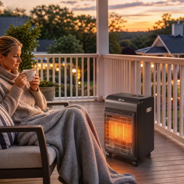 Outsunny Stufa a Gas Portatile 4.2kW con 3 Livelli di Calore, Nera | Aosom Italy