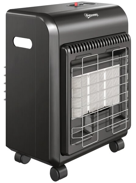 Outsunny Stufa a Gas Portatile 4.2kW con 3 Livelli di Calore, Nera | Aosom Italy