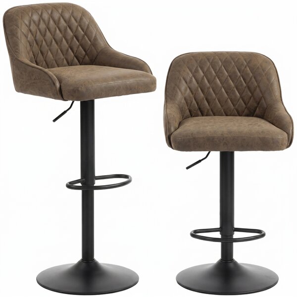 HOMCOM Set 2 sgabelli bar girevoli e regolabili, Marrone scuro | Aosom Italy