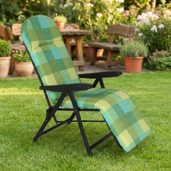 Metal Far Sdraio da Giardino Pieghevole Imbottita con Poggiagambe in Ferro/Polycotone Dimensioni 60x154x65 cm colore Verde - Rodi