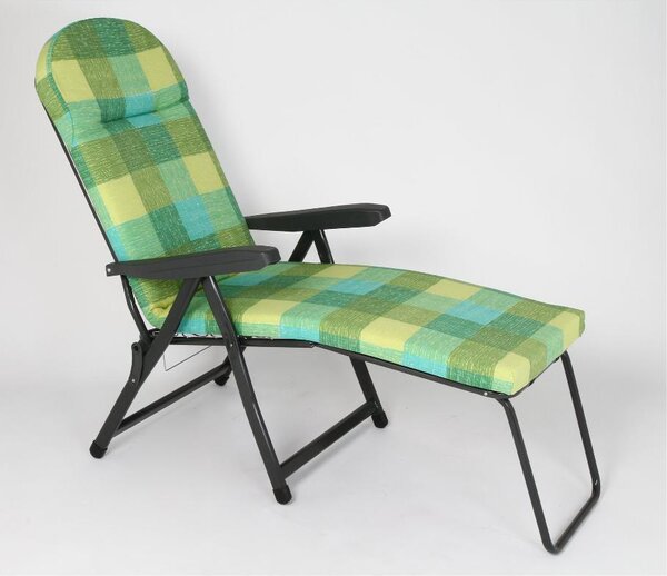 Metal Far Sdraio da Giardino Pieghevole Imbottita con Poggiagambe in Ferro/Polycotone Dimensioni 60x175x63 cm colore Verde - Rodi