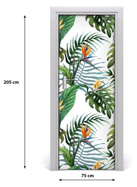 Adesivo per porta interna Foglie tropicali 75x205 cm