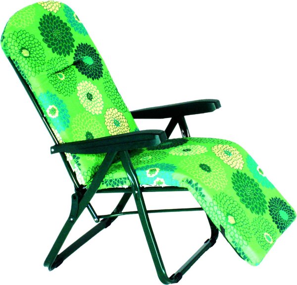 Giardini del Re Sdraio da Giardino Pieghevole Imbottita con Poggiagambe Schienale Reclinabile in Acciaio/Tessuto colore Verde