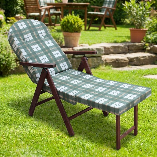 VivaGarden Sdraio da Giardino Pieghevole Imbottita con Poggiagambe in Legno/Cotone Dimensioni 84x60x100 cm colore Verde - Guayana