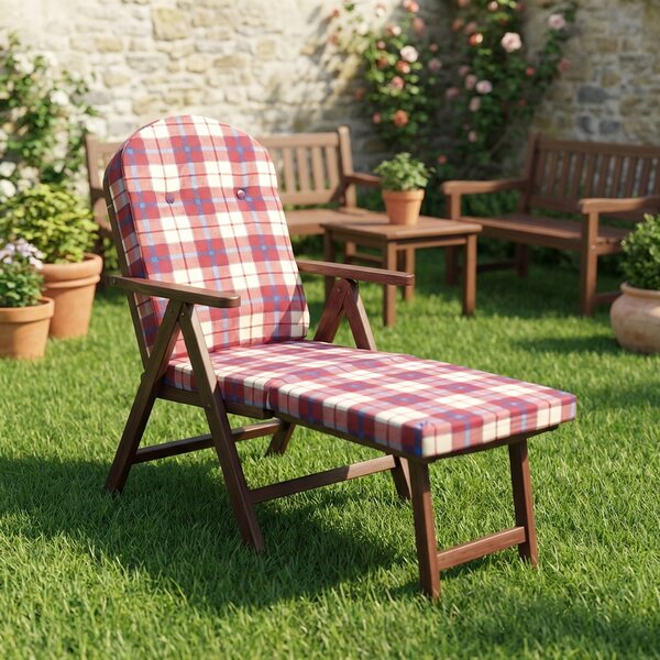 VivaGarden Sdraio da Giardino Pieghevole Imbottita con Poggiagambe in Legno/Cotone Dimensioni 84x60x100 cm colore Rosso - Guayana