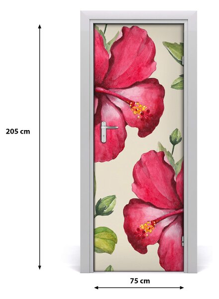 Adesivo per porta Fiori hawaiani 75x205 cm