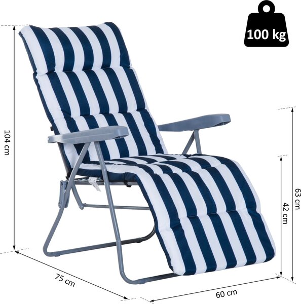 VivaGarden Sdraio da Giardino Pieghevole Imbottita con Poggiagambe Schienale Reclinabile Set 2 Sdraio in Acciaio/Poliestere Dimensioni 58x90x110 cm