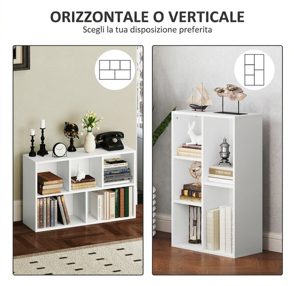 HOMCOM Libreria a Cubi con 5 Scomparti Aperti, Moderno per Soggiorno Camera da Letto Ufficio Studio, 50x24x80 cm, Bianco | Aosom Italy