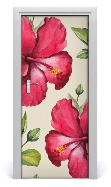 Adesivo per porta Fiori hawaiani 75x205 cm