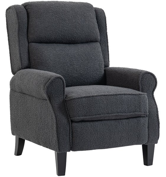 HOMCOM Poltrona relax reclinabile in tessuto teddy con poggiapiedi, Grigio | Aosom Italy