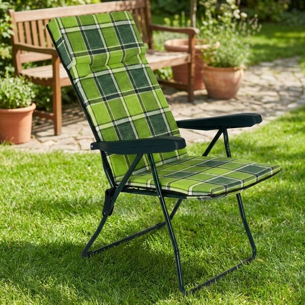 Metal Far Sdraio da Giardino Pieghevole Imbottita in Ferro/Polycotone Dimensioni 120x60x60 cm colore Verde - Garden