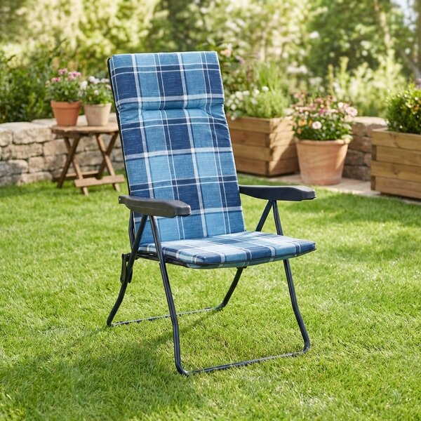 Metal Far Sdraio da Giardino Pieghevole Imbottita in Ferro/Polycotone Dimensioni 120x60x60 cm colore Blu - Garden