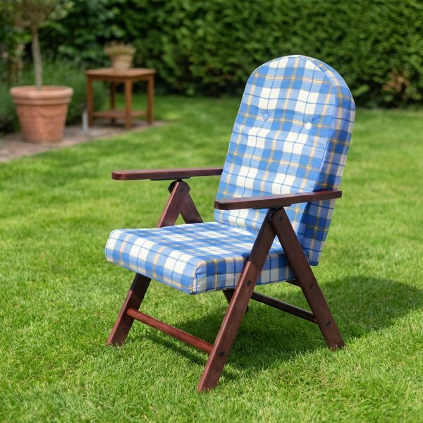 VivaGarden Sdraio da Giardino Pieghevole Imbottita in Legno/Cotone Dimensioni 61x75x110 cm colore Blu - Guayana