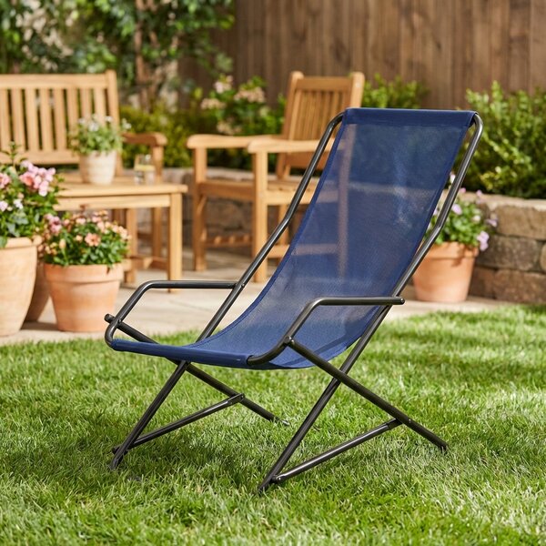 Metal Far Sdraio da Giardino Pieghevole in Metallo/Tessuto Dimensioni 60x80x90 cm colore Blu - Creta