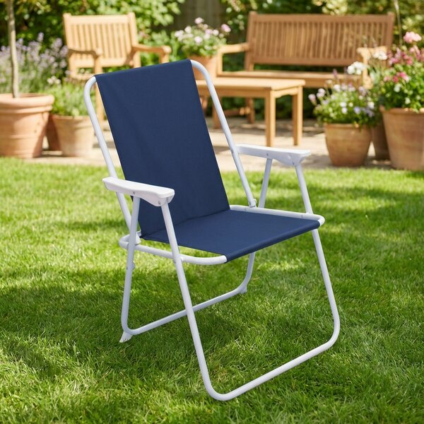VivaGarden Sdraio da Giardino Pieghevole in Metallo/Tessuto Dimensioni 46x42x75 cm colore Blu - CayoLargo