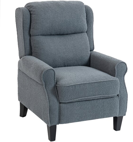 HOMCOM Poltrona relax reclinabile effetto peluche con poggiapiedi, Grigio | Aosom Italy