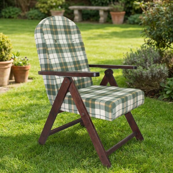 VivaGarden Sdraio da Giardino Pieghevole Imbottita Schienale Reclinabile in Legno/Tessuto Dimensioni 60x67x112 cm colore Noce Scuro - Molisana