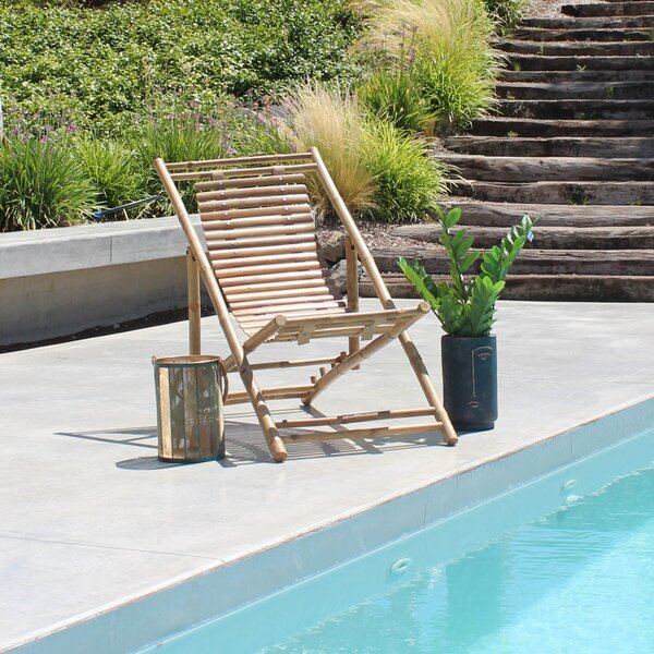 VivaGarden Sdraio da Giardino Pieghevole in Bamboo Dimensioni 117x60x68 cm colore Naturale