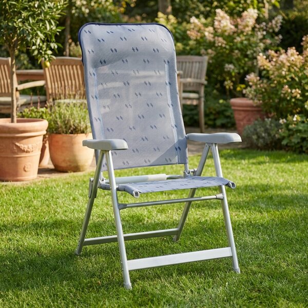 VivaGarden Sdraio da Giardino Pieghevole in Alluminio/Textilene Dimensioni 77x63x122 cm colore Azzurro - Long Beach