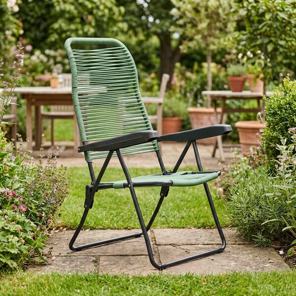 Metal Far Sdraio da Giardino Pieghevole in Ferro e PVC con Seduta Relax 62x64x105 cm colore Verde Salvia - Lipari Cordonata