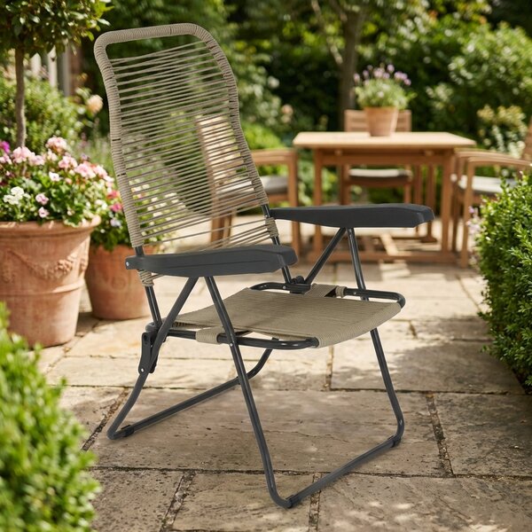 Metal Far Sdraio da Giardino Pieghevole in Ferro e PVC con Seduta Relax 62x64x105 cm colore Tortora - Lipari Cordonata