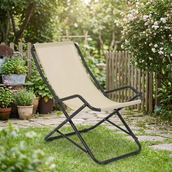 Metal Far Sdraio da Giardino Pieghevole in Metallo/Tessuto Dimensioni 62x90x85 cm colore Ecr - Traspira