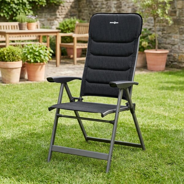 Brunner Sdraio da Giardino Pieghevole Schienale Reclinabile in Alluminio/Poliestere Dimensioni 48x38x121 cm colore Nero - Kerry Phantom